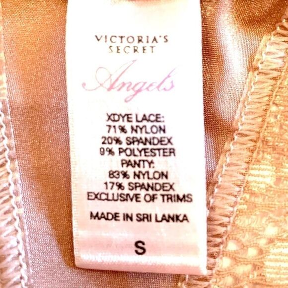 TAUPE VICTORIA’s SECRET ANGELS LACE SKIRT-GARTER-THONG SIZE-S - Picture 6 of 6